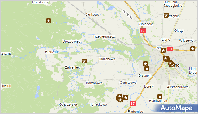 mapa Maliszewo, Maliszewo na mapie Targeo