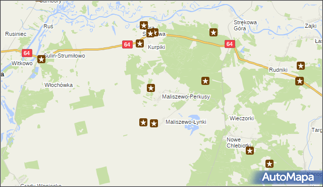 mapa Maliszewo-Perkusy, Maliszewo-Perkusy na mapie Targeo