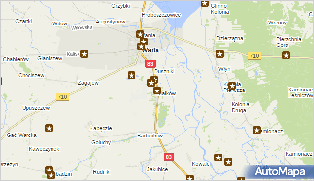 mapa Małków gmina Warta, Małków gmina Warta na mapie Targeo