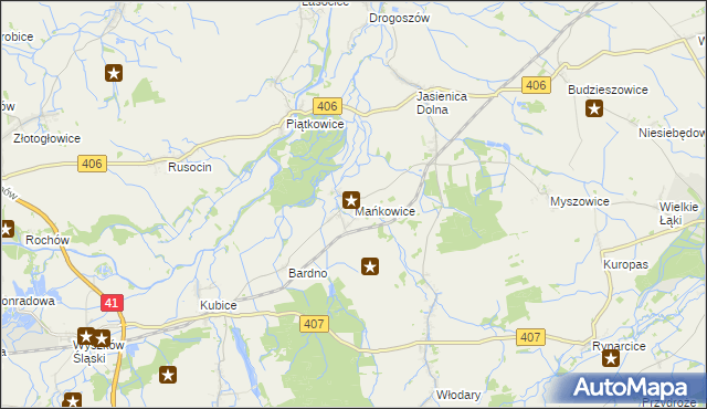 mapa Mańkowice, Mańkowice na mapie Targeo