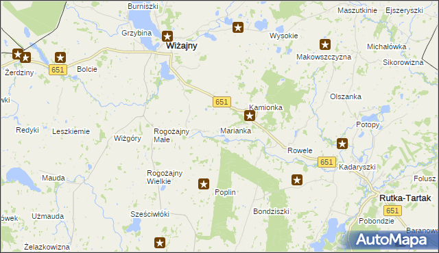 mapa Marianka gmina Wiżajny, Marianka gmina Wiżajny na mapie Targeo