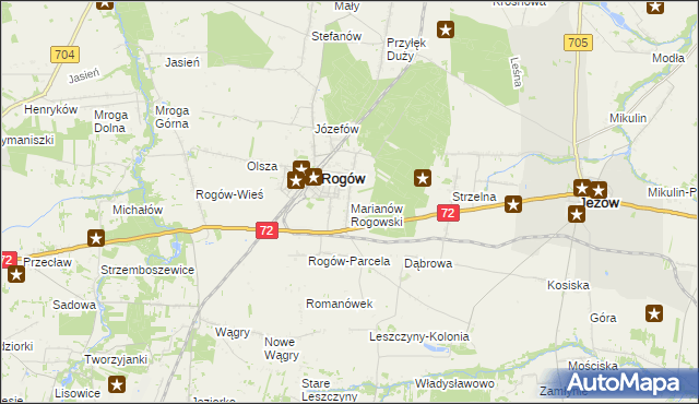 mapa Marianów Rogowski, Marianów Rogowski na mapie Targeo