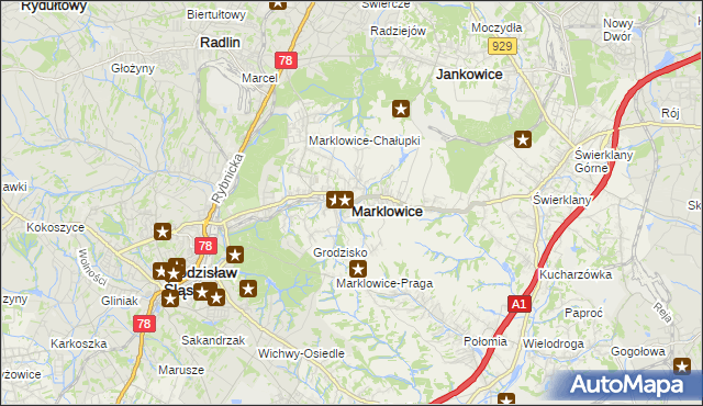 mapa Marklowice, Marklowice na mapie Targeo