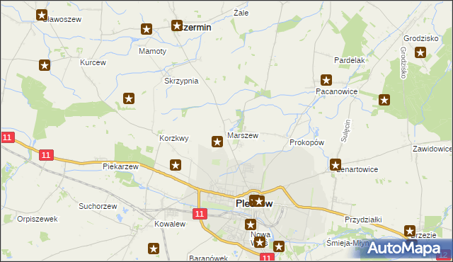 mapa Marszew gmina Pleszew, Marszew gmina Pleszew na mapie Targeo