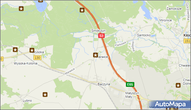 mapa Marwice gmina Lubiszyn, Marwice gmina Lubiszyn na mapie Targeo