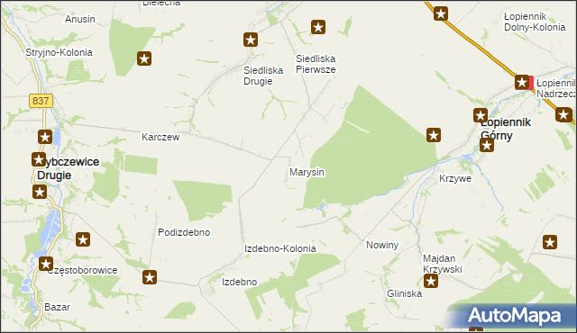 mapa Marysin gmina Fajsławice, Marysin gmina Fajsławice na mapie Targeo