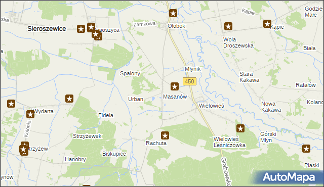 mapa Masanów, Masanów na mapie Targeo