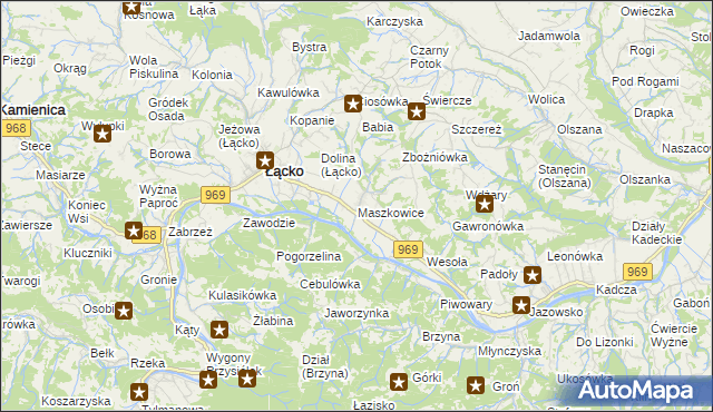 mapa Maszkowice gmina Łącko, Maszkowice gmina Łącko na mapie Targeo