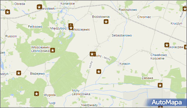 mapa Mchy gmina Książ Wielkopolski, Mchy gmina Książ Wielkopolski na mapie Targeo