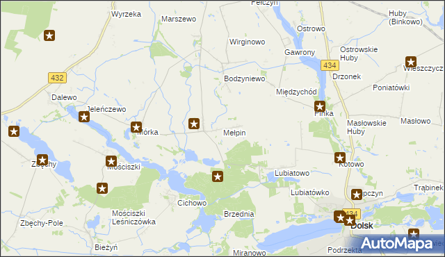 mapa Mełpin, Mełpin na mapie Targeo