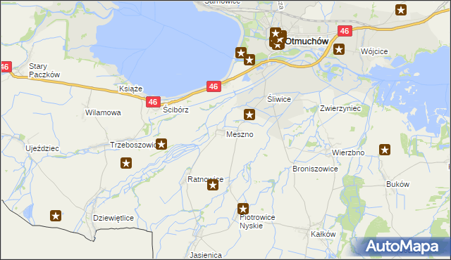 mapa Meszno gmina Otmuchów, Meszno gmina Otmuchów na mapie Targeo