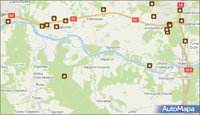 mapa Mężenin gmina Platerów, Mężenin gmina Platerów na mapie Targeo