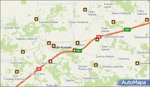 mapa Mężenin gmina Rutki, Mężenin gmina Rutki na mapie Targeo