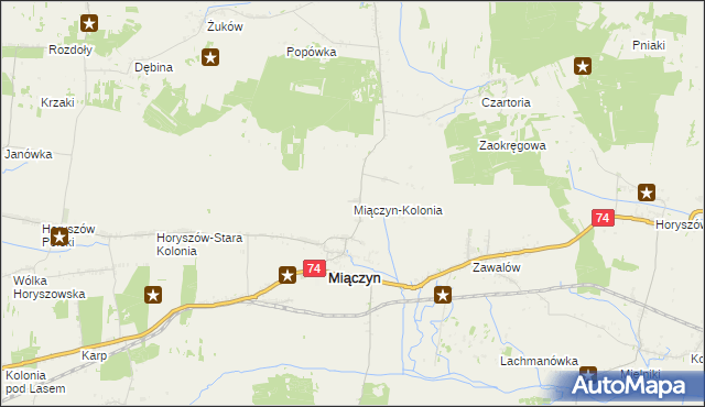 mapa Miączyn-Kolonia, Miączyn-Kolonia na mapie Targeo