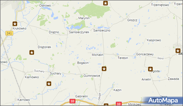 mapa Michalin gmina Nakło nad Notecią, Michalin gmina Nakło nad Notecią na mapie Targeo