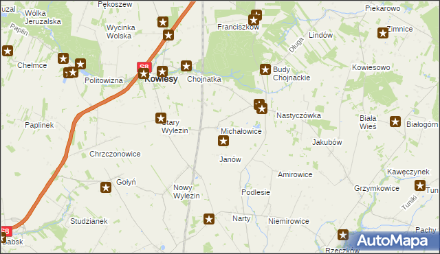 mapa Michałowice gmina Kowiesy, Michałowice gmina Kowiesy na mapie Targeo