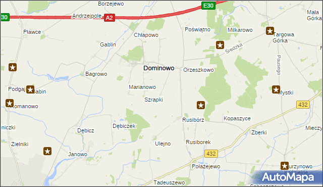 mapa Michałowo gmina Dominowo, Michałowo gmina Dominowo na mapie Targeo