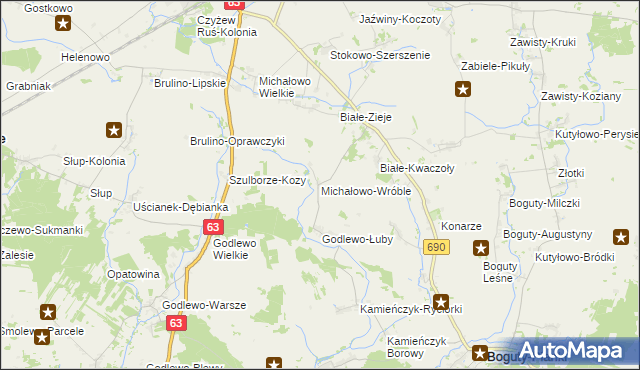 mapa Michałowo-Wróble, Michałowo-Wróble na mapie Targeo
