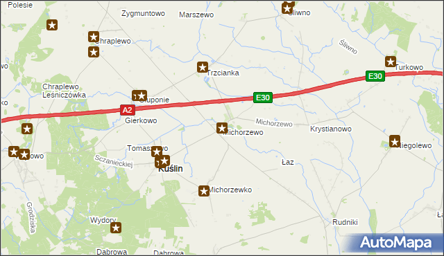 mapa Michorzewo, Michorzewo na mapie Targeo