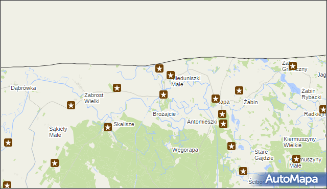 mapa Mieduniszki Wielkie, Mieduniszki Wielkie na mapie Targeo