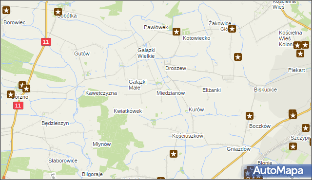 mapa Miedzianów, Miedzianów na mapie Targeo