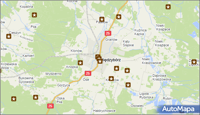 mapa Międzybórz powiat oleśnicki, Międzybórz powiat oleśnicki na mapie Targeo