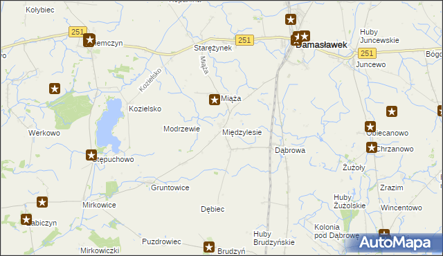 mapa Międzylesie gmina Damasławek, Międzylesie gmina Damasławek na mapie Targeo