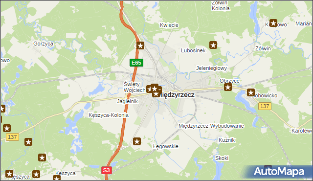 mapa Międzyrzecz, Międzyrzecz na mapie Targeo