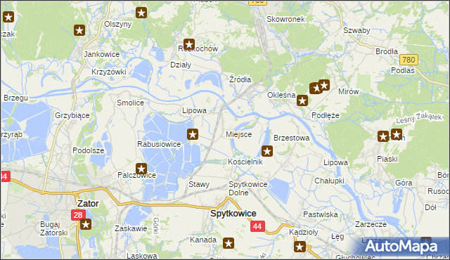 mapa Miejsce gmina Spytkowice, Miejsce gmina Spytkowice na mapie Targeo