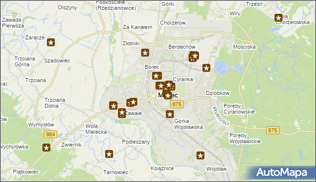 mapa Mielca, Mielec na mapie Targeo