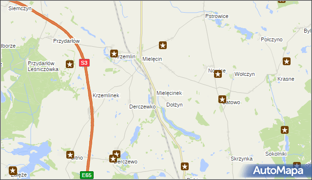 mapa Mielęcinek, Mielęcinek na mapie Targeo