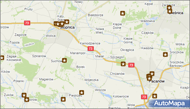 mapa Mietel, Mietel na mapie Targeo