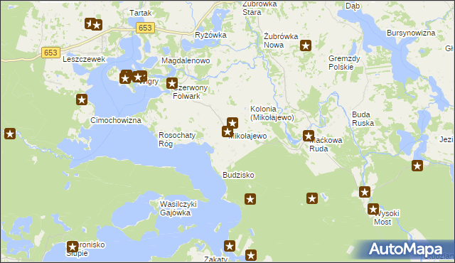 mapa Mikołajewo gmina Krasnopol, Mikołajewo gmina Krasnopol na mapie Targeo