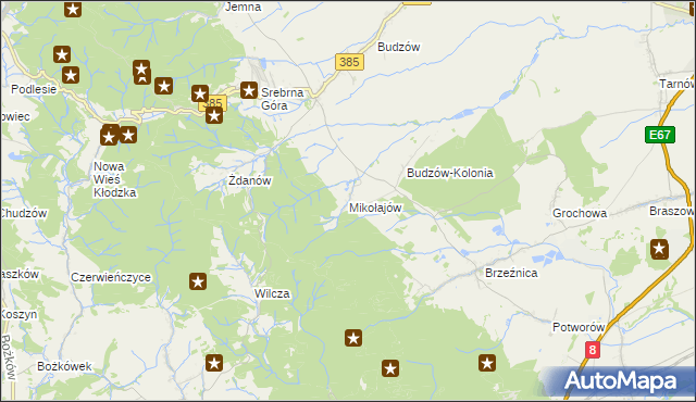 mapa Mikołajów gmina Stoszowice, Mikołajów gmina Stoszowice na mapie Targeo