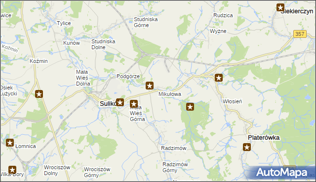 mapa Mikułowa, Mikułowa na mapie Targeo