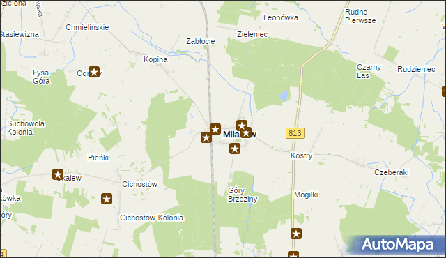 mapa Milanów powiat parczewski, Milanów powiat parczewski na mapie Targeo