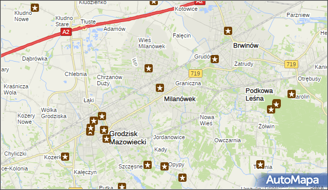 mapa Milanówek, Milanówek na mapie Targeo