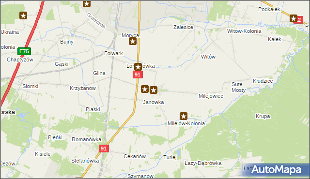 mapa Milejów gmina Rozprza, Milejów gmina Rozprza na mapie Targeo