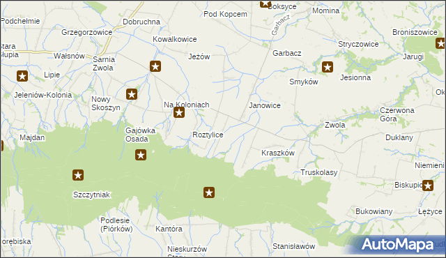 mapa Milejowice gmina Waśniów, Milejowice gmina Waśniów na mapie Targeo