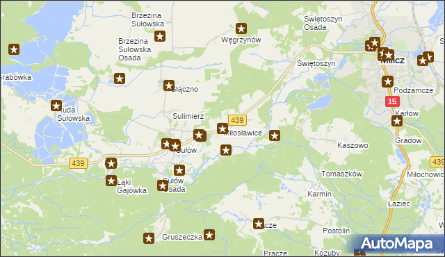 mapa Miłosławice gmina Milicz, Miłosławice gmina Milicz na mapie Targeo