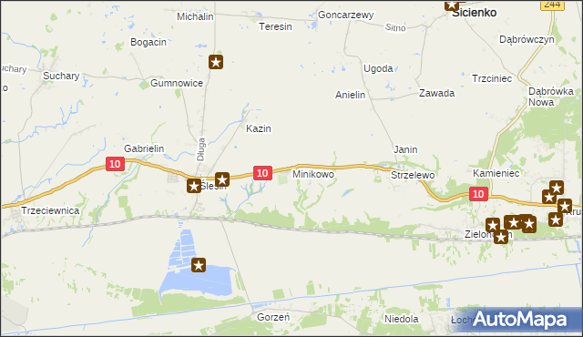 mapa Minikowo gmina Nakło nad Notecią, Minikowo gmina Nakło nad Notecią na mapie Targeo