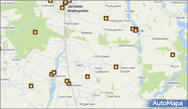mapa Miniszewo, Miniszewo na mapie Targeo