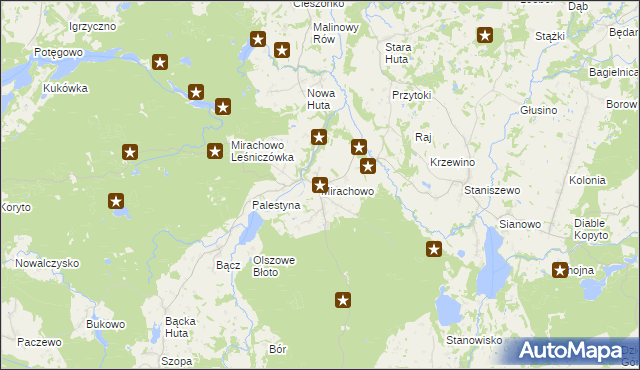 mapa Mirachowo, Mirachowo na mapie Targeo