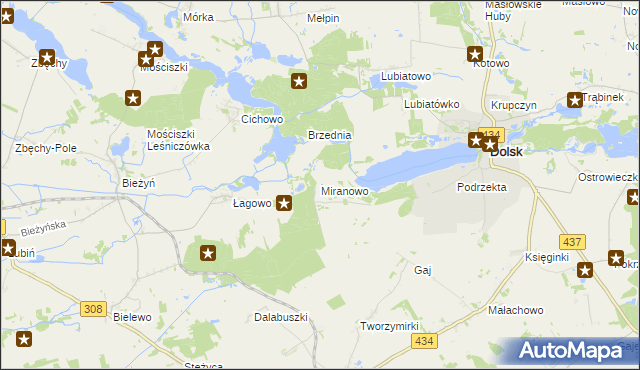 mapa Miranowo, Miranowo na mapie Targeo