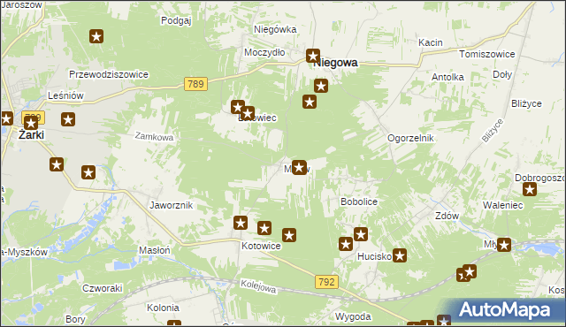 mapa Mirów gmina Niegowa, Mirów gmina Niegowa na mapie Targeo