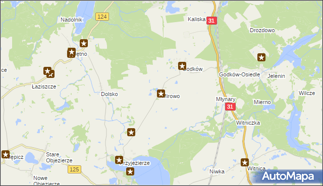 mapa Mirowo gmina Moryń, Mirowo gmina Moryń na mapie Targeo