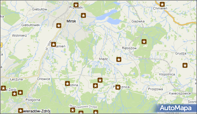 mapa Mlądz, Mlądz na mapie Targeo