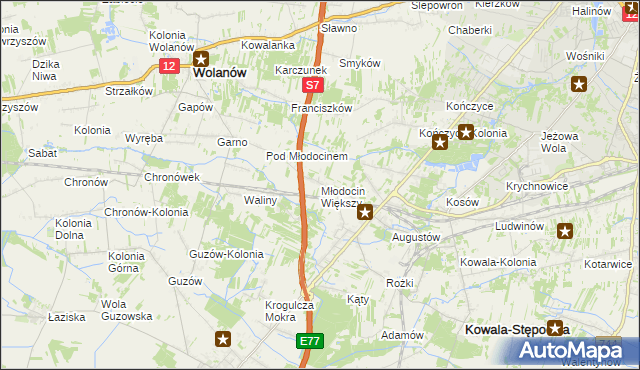 mapa Młodocin Większy, Młodocin Większy na mapie Targeo