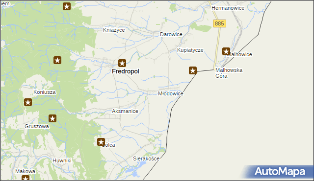 mapa Młodowice, Młodowice na mapie Targeo