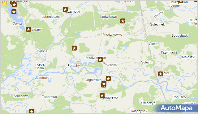 mapa Młodzikowo, Młodzikowo na mapie Targeo